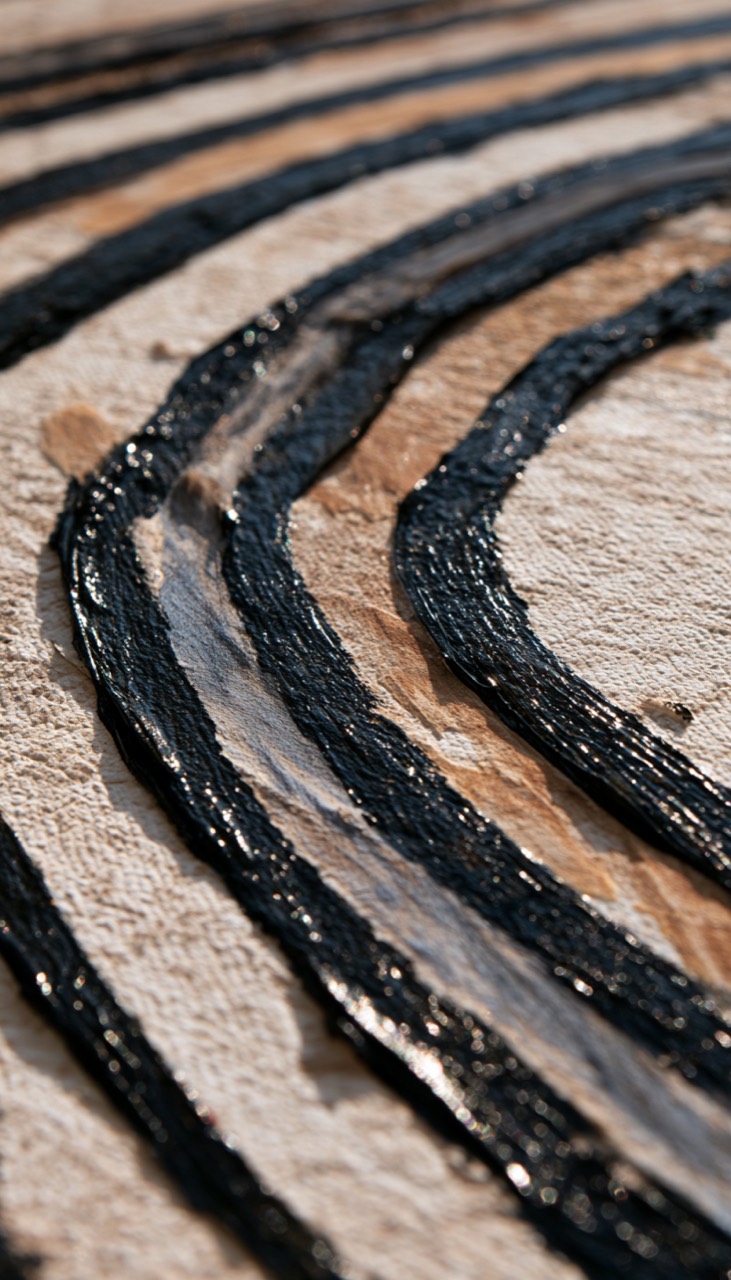 Raised dark artistic texture on the artwork surface